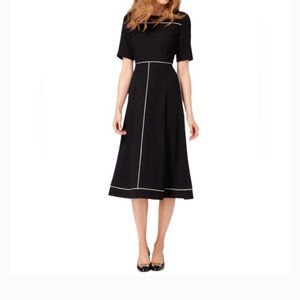 LK Bennett Black Midi Dress with Cream Piping